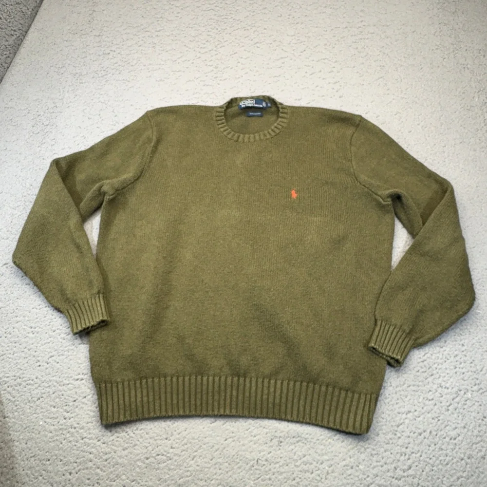 Vintage Polo Ralph Lauren Sweater Mens Large Green Knit Hunting Grunge Pony 90s
